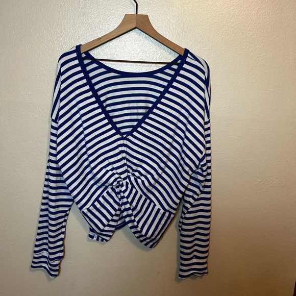 Anthropologie Sundry Striped Twist Back Knit Top - Picture 4 of 7